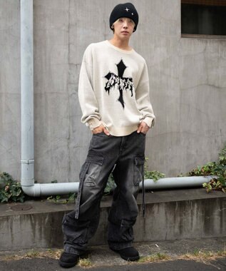 WEGO ダメージジャガードプルオーバー オフホワイト