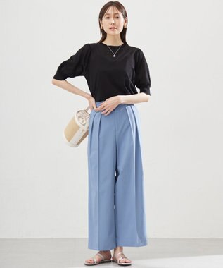 組曲 L シアーパフ袖 ニット ブラック系