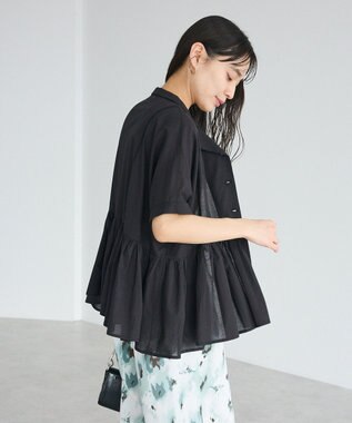 CRAFT STANDARD BOUTIQUE インド製 ペプラムブラウス Black