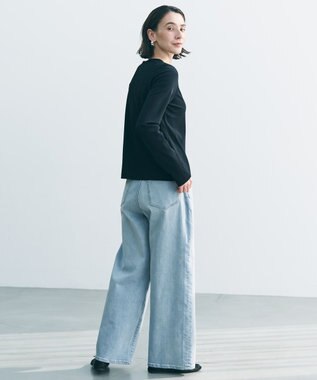 UNFILO 【UNFILO DENIM/新色追加】撥水ストレッチ ルーズワイドデニム 【NEW】アイスブルー