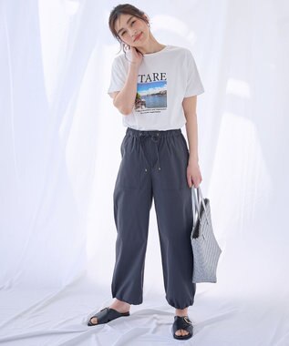 ANY 【ウエストゴム】撥水ナイロンベイカーパンツ スミクロ