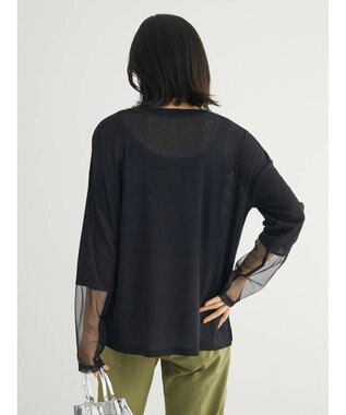 Green Parks 袖チュールドッキングプルオーバー Black