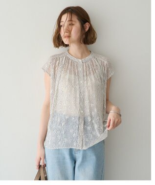 YECCA VECCA シアードット柄ブラウス Off White