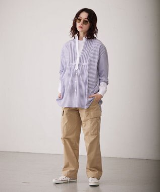 J.PRESS YORK STREET 【WOMEN】クレリックバンドドレス シャツ ブルー系1