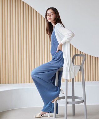 Tiaclasse 【2点セット・新色追加・洗える】クリスタルプリーツセットアップ ブルー