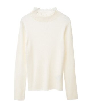earth music&ecology レーシーハイネックリブプルオーバー Ivory