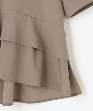 組曲 【接触冷感・吸湿・UVカット】ジョーゼットジャージーフリルブラウス モカブラウン系