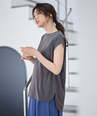 ANY 【汗ジミ防止加工】シルケットスムースノースリーブプルオーバー チャコール