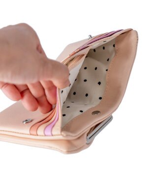 tsumori chisato CARRY キラキラ石 がま口 2つ折り財布 ベージュ