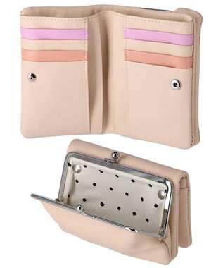 tsumori chisato CARRY キラキラ石 がま口 2つ折り財布 ベージュ