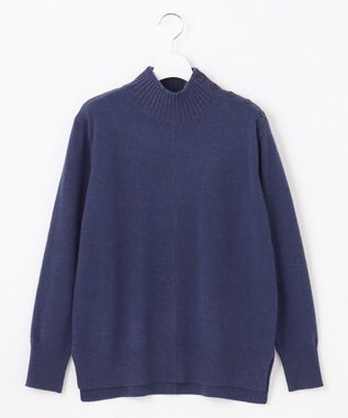 J.PRESS LADIES 【洗える】WOOL BLEND AIR ハイネック ニット ダルブルー系