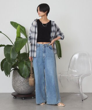 AMERICAN HOLIC 【3WAY】シアーチェックシャツ Black