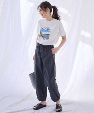 ANY 【ウエストゴム】撥水ナイロンベイカーパンツ スミクロ