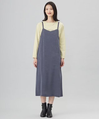J.PRESS LADIES L 【洗える】マロンサテン キャミソール ワンピース グレー系