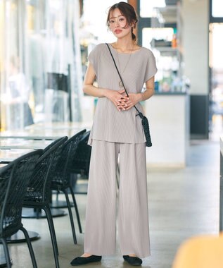 Tiaclasse 【2点セット・新色追加・洗える】クリスタルプリーツセットアップ グレージュ