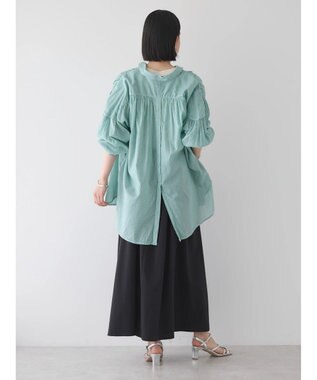 AMERICAN HOLIC カルゼギャザーシャツチュニック Stripe Green