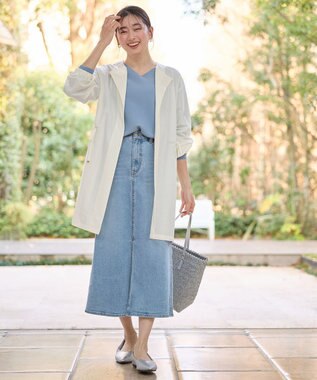 ANY L フロントスリットデニムスカート ブリーチ