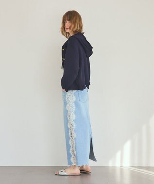 GRACE CONTINENTAL ニットフーディブルゾン ネイビー