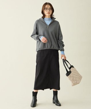 ANY L スウェットライクハーフジップニット グレー