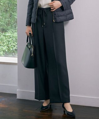 【洗える】ツイステッドダブルクロスワイドストレート パンツ