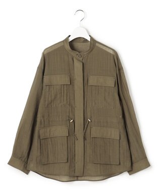 23区 【先行予約】リネンミックスシアースラブ ミリタリージャケット カーキ系