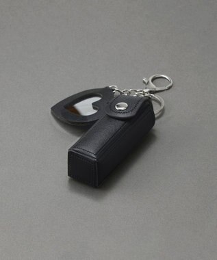 Phoebe 〈ミラー付き〉リップケース　ハート型ミラー　チャーム　レザー調　ブラック ブラック