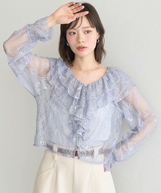 earth music&ecology ＳＥＴ２点ラッフルレースブラウス＋キャミソール