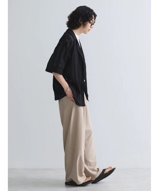 CRAFT STANDARD BOUTIQUE レースオープンカラーシャツ Black