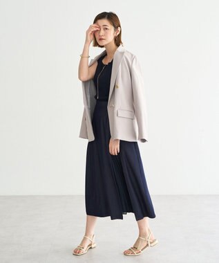 YECCA VECCA プリーツMIXフレアスカート Navy