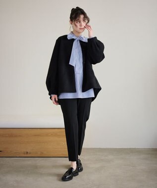 #Newans 【洗濯機可能】バックフレアショートコート ブラック