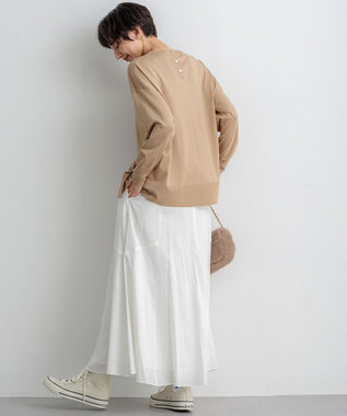 23区 【SLOW/一部店舗限定】テンセルコットンジョーゼット フレア スカート ホワイト系