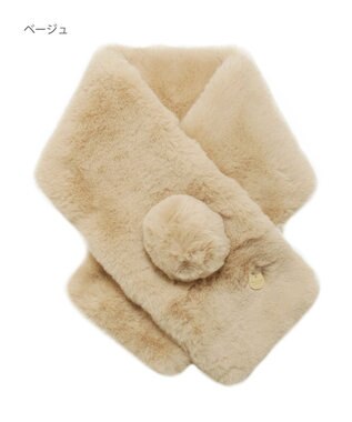 MOONBAT PAUL & JOE ACCESSOIRES フェイクファーポンマフラー ベージュ