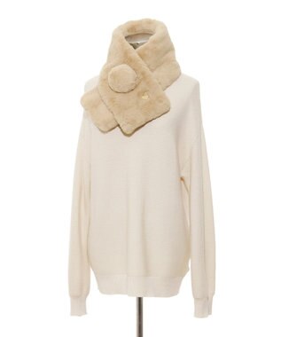 MOONBAT PAUL & JOE ACCESSOIRES フェイクファーポンマフラー ベージュ