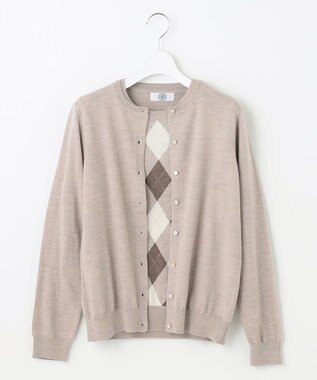 J.PRESS LADIES 【洗える】アーガイルツイン ニット ベージュ系