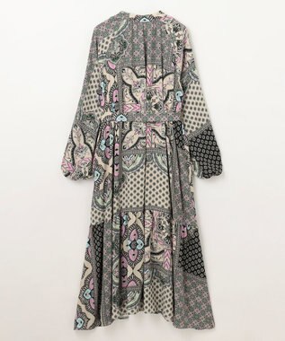 GRACE CONTINENTAL カフタンプリントロングワンピース ベージュ