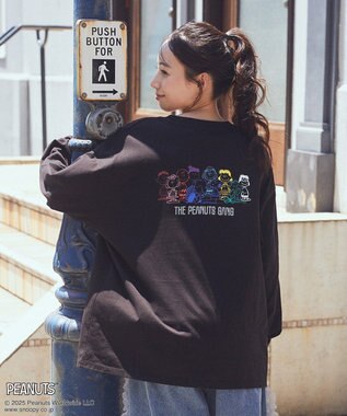 earth music&ecology 【綿100％】ＰＥＡＮＵＴＳ／ｅａｒｔｈ　ピーナッツギャングロンＴ Black