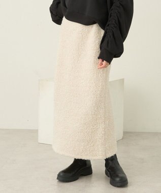 earth music&ecology ラメニットナロースカート Ivory