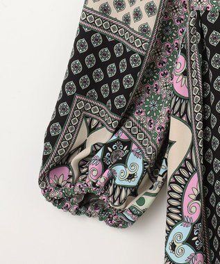 GRACE CONTINENTAL カフタンプリントロングワンピース ベージュ