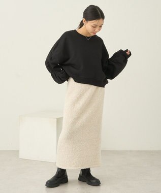 earth music&ecology ラメニットナロースカート Ivory