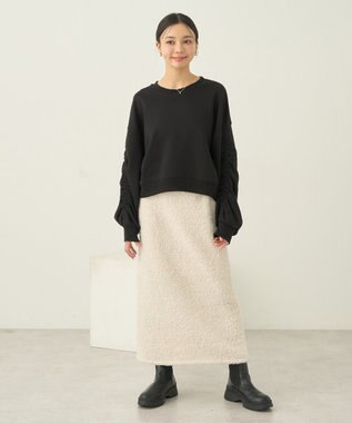 earth music&ecology ラメニットナロースカート Ivory