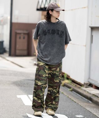 WEGO 【ユニセックス着用ITEM】スノーウォッシュダメージアップリケT（SS） ブラック