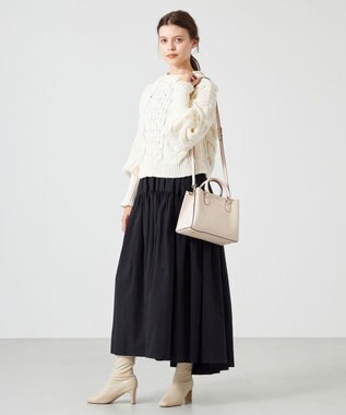 LA BAGAGERIE 【MONICA】スクエア2WAYハンドバッグ アイボリー