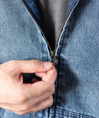 WEGO 【ユニセックス着用ITEM/MLサイズ展開】ワーカーズフードブルゾン デニム淡加工色