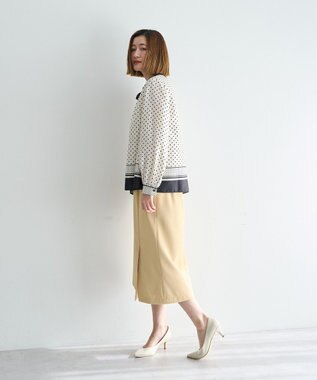 YECCA VECCA ドットパネル柄リボンブラウス Ivory