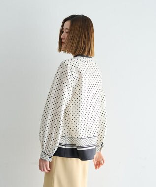 YECCA VECCA ドットパネル柄リボンブラウス Ivory