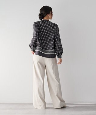 YECCA VECCA ドットパネル柄リボンブラウス Black