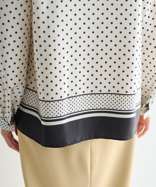 YECCA VECCA ドットパネル柄リボンブラウス Ivory