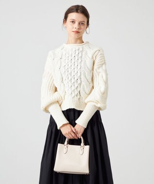 LA BAGAGERIE 【MONICA】スクエア2WAYハンドバッグ アイボリー