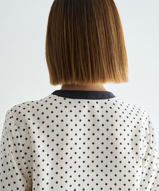 YECCA VECCA ドットパネル柄リボンブラウス Ivory