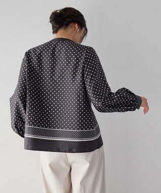 YECCA VECCA ドットパネル柄リボンブラウス Black